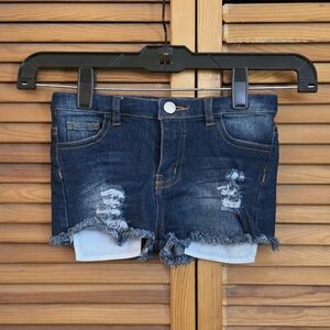 EUC Bailey's Blossoms Girls Distressed Denim Shorts Size 3T